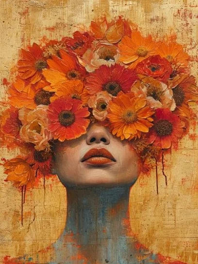 Gold Foil Mystical Floral Woman Canvas Painting Print - The Finishing Touch Decor