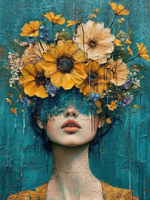 Gold Foil Mystical Floral Woman Canvas Painting Print - The Finishing Touch Decor