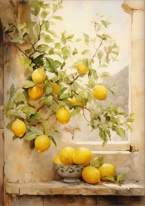 Retro Lemon Garden Canvas Poster Wall Art Print - The Finishing Touch Decor