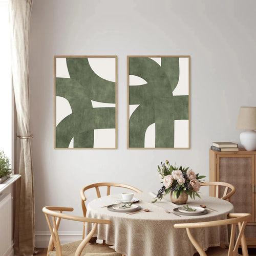 Nordic Mid Century Modern Green Canvas Print Set