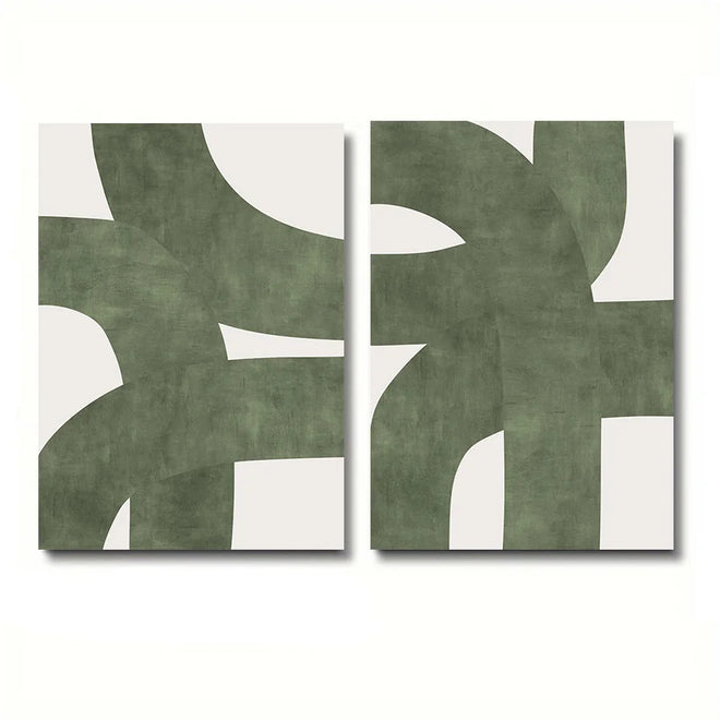 Nordic Mid Century Modern Green Canvas Print Set