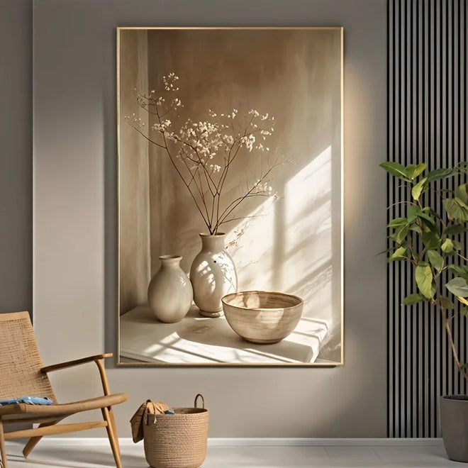 Terracotta Pottery Neutral Canvas Wall Art Print