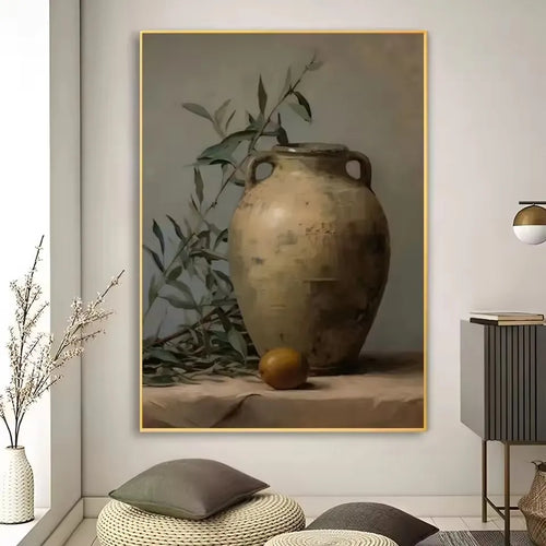 Terracotta Pottery Neutral Canvas Wall Art Print