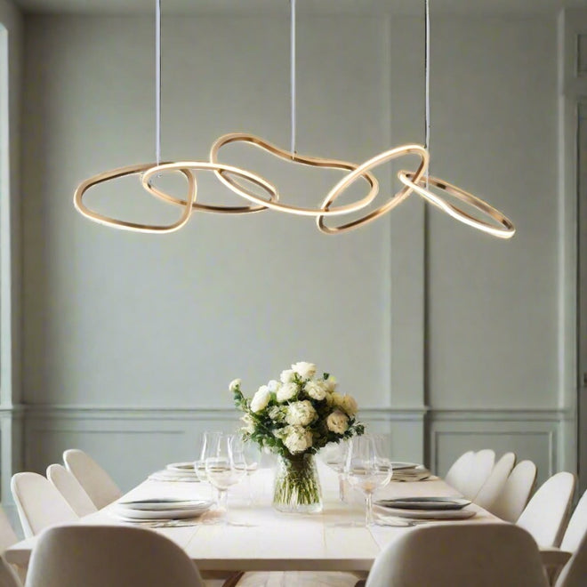 Glam Minimalist Modern Gold Steel Rings Chandelier - The Finishing Touch Decor