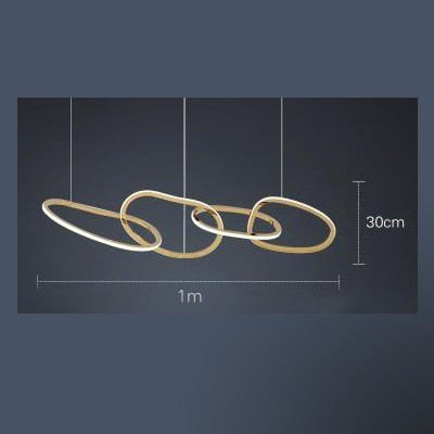 Glam Minimalist Modern Gold Steel Rings Chandelier - The Finishing Touch Decor