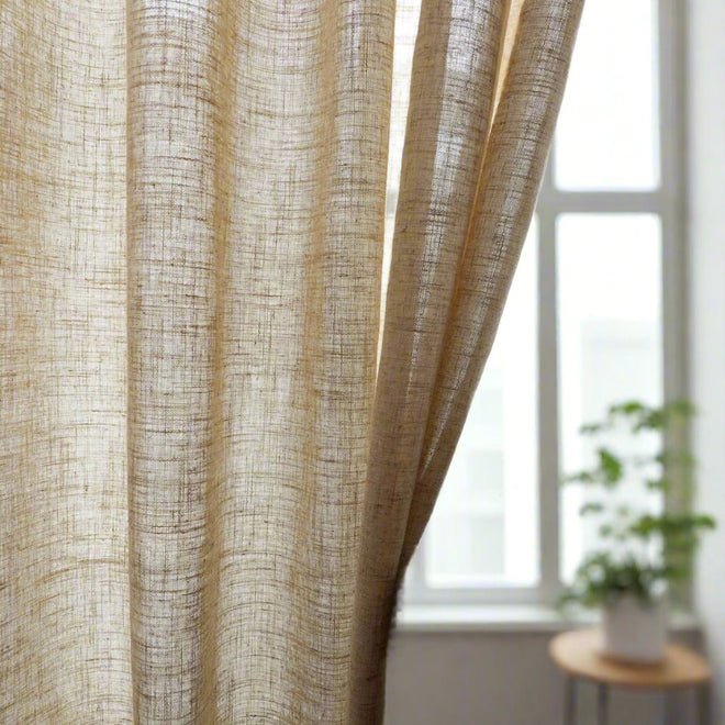 Linen Textured Semi-Shade Long Gauze Window Curtains - The Finishing Touch Decor