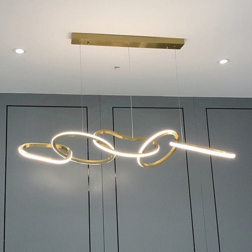 Glam Minimalist Modern Gold Steel Rings Chandelier - The Finishing Touch Decor
