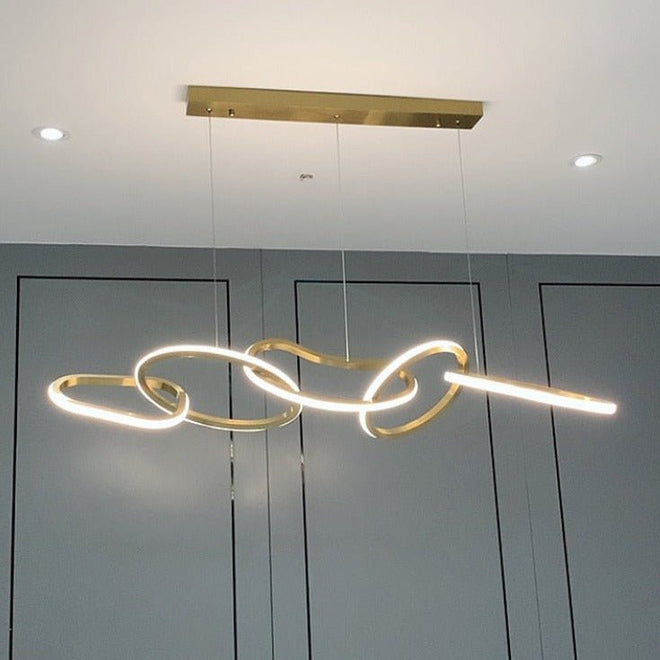 Glam Minimalist Modern Gold Steel Rings Chandelier - The Finishing Touch Decor