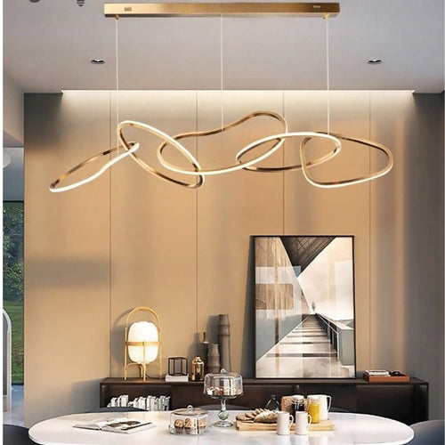 Glam Minimalist Modern Gold Steel Rings Chandelier - The Finishing Touch Decor