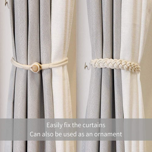 Braided Cotton Rope Magnetic Tieback Curtain Holder - The Finishing Touch Decor