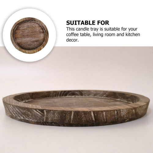 Wood Round Plate Farmhouse Candle Holder Plate - Sz Variety - The Finishing Touch Decor