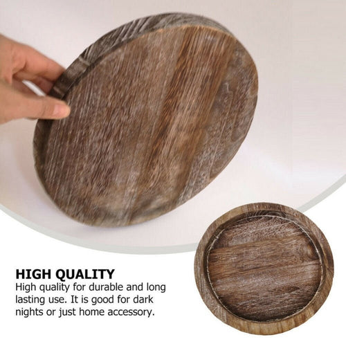 Wood Round Plate Farmhouse Candle Holder Plate - Sz Variety - The Finishing Touch Decor