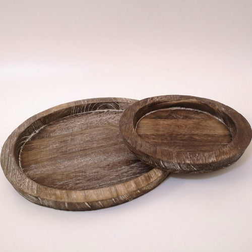 Wood Round Plate Farmhouse Candle Holder Plate - Sz Variety - The Finishing Touch Decor