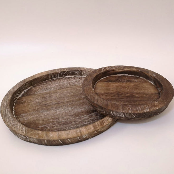 Wood Round Plate Farmhouse Candle Holder Plate - Sz Variety - The Finishing Touch Decor