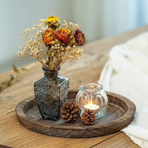 Wood Round Plate Farmhouse Candle Holder Plate - Sz Variety - The Finishing Touch Decor