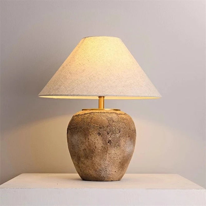 Round Rustic Wabi Sabi Ceramic Nordic Textured Table Lamp - The Finishing Touch Decor