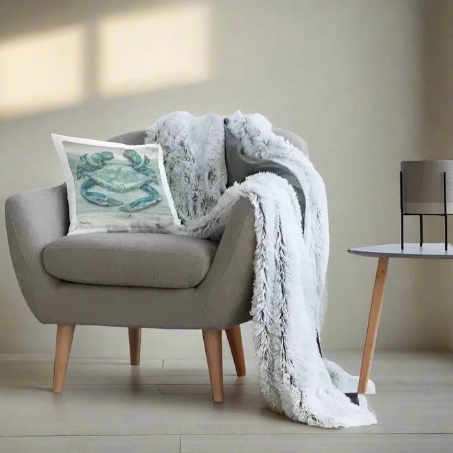 Coastal Nautical Turquoise Blue Crab Image Full Throw Pillow - 18x18 - The Finishing Touch Decor