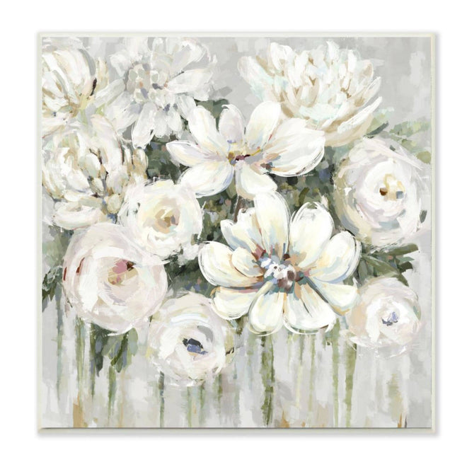White Floral Bouquet with Greenery Wall Art Plaque - The Finishing Touch Decor