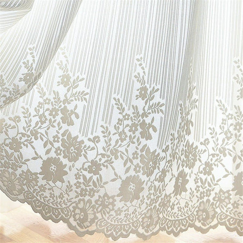 Lace Sheer Delicate White Floral Tulle Curtains - The Finishing Touch Decor