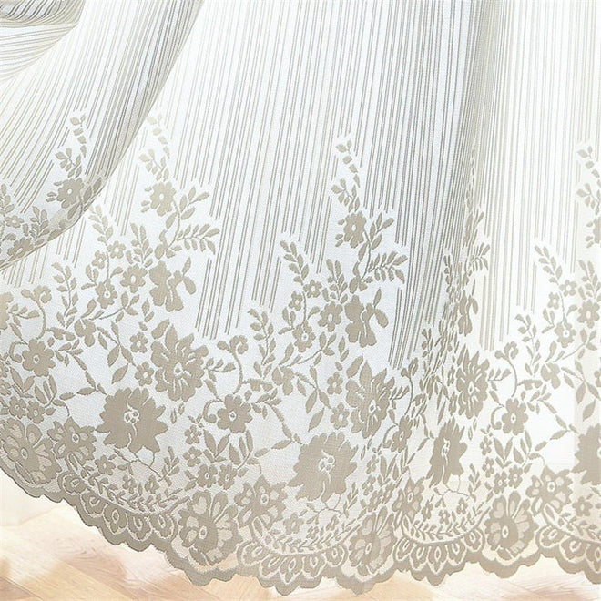 Lace Sheer Delicate White Floral Tulle Curtains - The Finishing Touch Decor