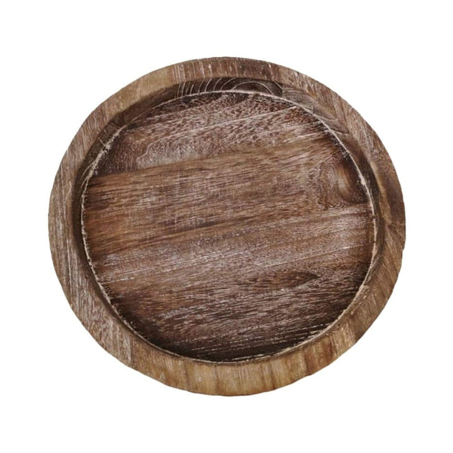 Wood Round Plate Farmhouse Candle Holder Plate - Sz Variety - The Finishing Touch Decor