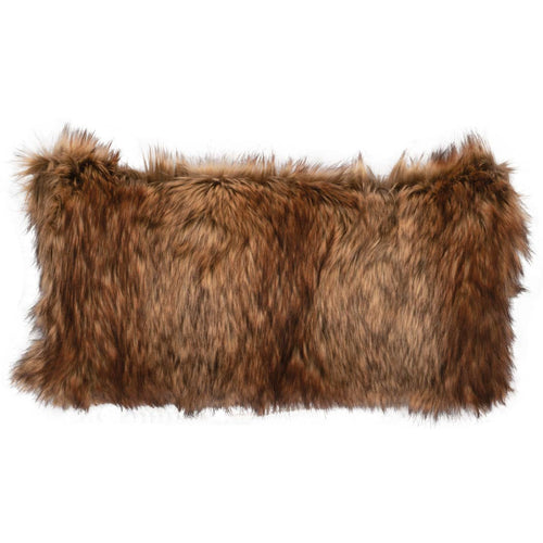 Large Faux Wolf Fur Rustic Farmhouse Full Throw Pillow -14x26 - The Finishing Touch Decor